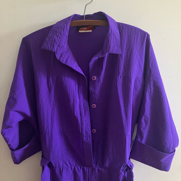 Vintage Purple Button-Up Jumpsuit - Picture 8 of 14
